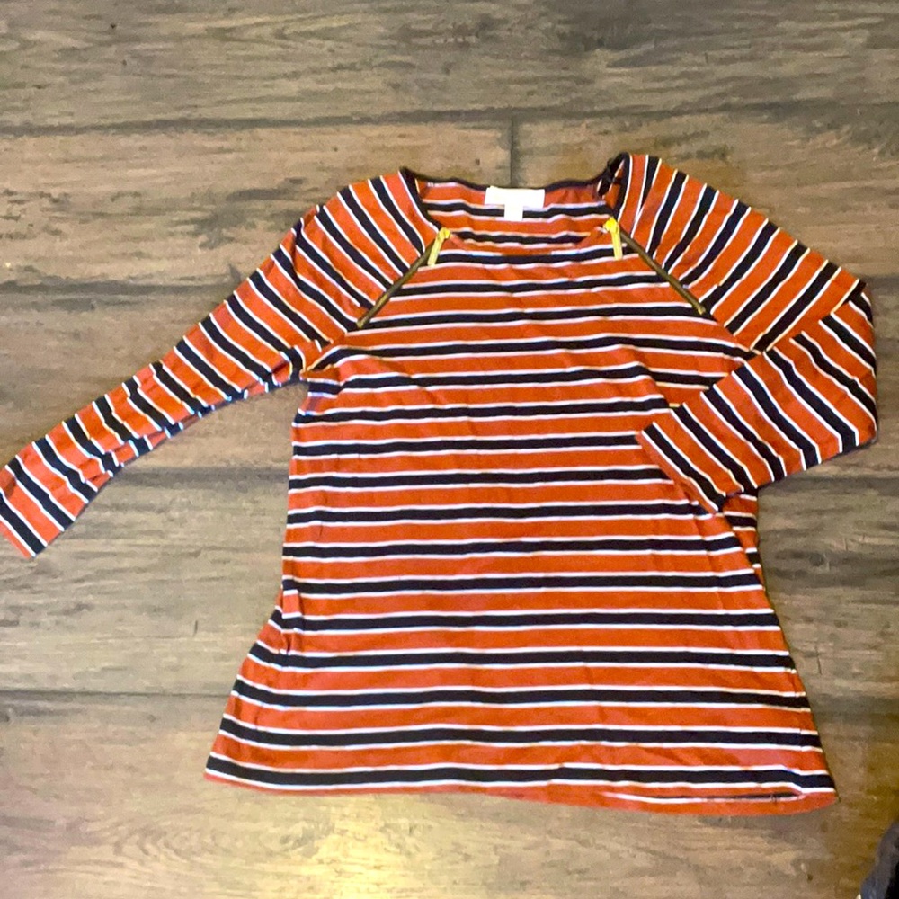 Michael Kors Black & Orange Striped Half-Sleeve